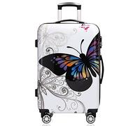 MONZANA Reisekoffer Hartschalenkoffer Butterfly Hartschale Trolley Koffer | ABS-Kunststoff | PC beschichtet | Alu Teleskopgriff | gummierte Zwillingsrollen | Größe XL