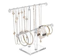 MOOCA Deluxe Schmuck-Organizer aus transparentem Acryl, 2-stufiger T-Bar-Armbandhalter, Halskettenhalter aus Acryl, Schmuckhalter, Schmuck-Organizer-S