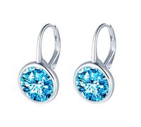 MOOFUN Damen Ohrringe Silber 925 mit Großer Blau Zirkonia: Creolen Ohrringe Hängend Ohrschmuck für Mama Freundin Schwester Frau Oma - Elegant Frauen Geschenk für Geburtstag Jahrestag Partei