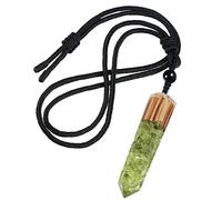 mookaitedecor Hexagon Säulen Anhänger Halskette für Damen und Herren, Trommelstein Heilstein Schmuck mit Einstellbare Kette 46-62cm, Olivin