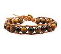 mookaitedecor Steinperlen Armband für Frauen, Heilung Kristall Chakra Geflochtene verstellbare Boho Wrap Armband für Freundschaft, Braun