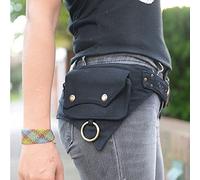 Mooke Damen Gürteltasche Für Frauen Mittelalterliche Renaissance Erwachsene Wikinger Ritter Piraten Cosplay Leder Vintage Taschentasche,Schwarz