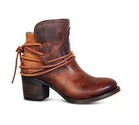 Mooke Steampunk Damen Stiefeletten Mit Klobigen Absätzen - Mittelalterliche Retro Cosplay Kriegerin Im Britischen Stil Pu-Leder Schnürschuhe Mit Runder Zehenpartie,Braun,39