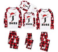 Moollyfox Familie Weihnachten Eltern-Kind Pyjama Set mit 26 Buchstaben Matching Schlafanzug Fotoshooting Damen Herren Kinder Jungen Mädchen Baby Schlafanzug Damen J S