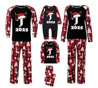Moollyfox Familie Weihnachten Pyjama Set mit 26 Buchstaben Matching Schlafanzug Paar Fotoshooting Damen Herren Kinder Jungen Mädchen Baby Schlafanzug Outfit Herren J XXL
