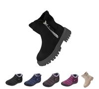 Moon Boots Winter Fleece Gefüttert Dicke Stiefeletten Bequem Wasserdicht rutschfest Stiefel Minimalistisch Breite Füße Plateau Boots Winterboots Damen Gefüttert Schwarz 37