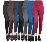 Moon Wood 7er Pack Leggings Damen Fleece Winter Thermo Leggings High Waist Gefüttert Leggins für Sport und Gym Schwarz, Grau, Braun, Marineblau, Blau, Burgunderrot