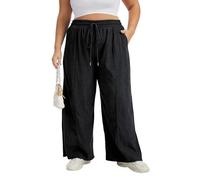 Moon Wood Jogginghose Damen Baggy Elastische Hohe Taille Cordhose Palazzo Lässig Stoffhose mit Taschen Große Größen