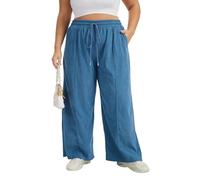 Moon Wood Jogginghose Damen Baggy Elastische Hohe Taille Cordhose Palazzo Lässig Stoffhose mit Taschen Große Größen