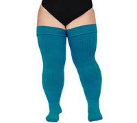 Moon Wood Plus Size Overknees Strümpfe Damen Extra Lange Überknie Kniestrümpfe Damen Thigh High Socks Soft Warme Stulpen mit Garter Große Größe Himbeerblau
