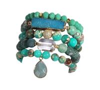 MOONDAME Stilvolles, handgefertigtes Accessoire, Perlen, Steinstruktur, modischer Handgelenkschmuck, geeignet zur Verbesserung der Willenskraft