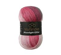 Moonlight Glitter Batik Simli 100g Strickwolle zum Stricken und Häkeln - Metallic-Wolle mit Farbverlauf und Glitzer (5100 grau beere weiß)