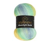 Moonlight Glitter Batik Simli 100g Strickwolle zum Stricken und Häkeln - Metallic-Wolle mit Farbverlauf und Glitzer (3070 gelb türkis blau)