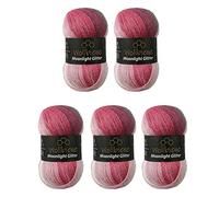 Moonlight Glitter Batik Simli Strickwolle 500g - 5 x 100g zum Stricken und Häkeln - 20% Wolle, Metallic, Türkisch, Farbverlauf, Glitzer (5100 Grau Beere Weiß)