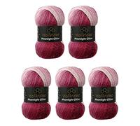 Moonlight Glitter Batik Simli Strickwolle 500g - 5x100g Zum Stricken und Häkeln - 20% Wolle, Metallic, Türkisch, Farbverlauf, Glitzer (5300 Beere Weiß)