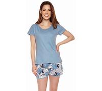 Moonline modernes und bequemes Damen Shorty, mit weicher Baumwolle, blau, Gr. M