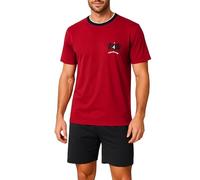Moonline nightwear Herren Schlafanzug Pyjama kurz Herren Shorty Schlafanzug aus 100% Baumwolle (XXL/56, rot)