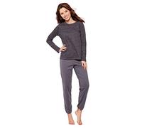 Moonline nightwear Moderner und bequemer Damen Pyjama/Shorty, mit weicher Baumwolle, Verschiedene Modelle (S (36/38), anthrazit-Gemustert)