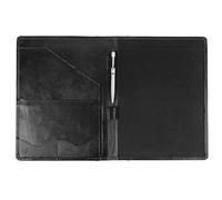 Moonster Professional Portfolio aus Leder Dokumentenmappe A4 - Schreibmappe A4 Format mit Luxus Stift - stilvoller Organizer für Notizblöcke mit Visitenkartenhalter