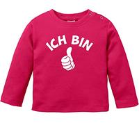 MoonWorks® Baby Langarm-Shirt 1. Geburtstag Ich bin 1 Comic-Hand Geschenk für einjähriges Kind Bio-Baumwolle sorbet 92/98 (16-24-Monate)