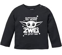 MoonWorks Baby Langarm-Shirt Baby Yoda Parodie 1/2 Geburtstag Spruch Geburtstagsshirt Bio-Baumwolle Junge/Mädchen