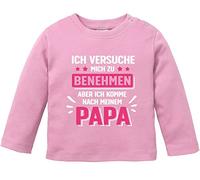 MoonWorks® Baby Langarm-Shirt Bedruckt mit Spruch Ich versuche Mich zu benehmen witzige Sprüche Jungen Mädchen Shirt Mädchen rosa 92/98 (16-24-Monate)