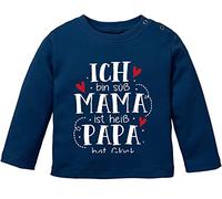 MoonWorks® Baby Langarm -Shirt Ich Bin süß Mama ist heiß Papa hat Glück Babyshirt lustige Sprüche Jungen Mädchen Navy 92/98 (16-24-Monate)