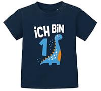 MoonWorks® Baby T-Shirt 1. Geburtstag Spruch Ich Bin 1 Dinosaurier Dino Geburtstagsshirt Kurzarm Bio-Baumwolle