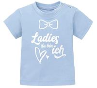 MoonWorks® Baby T-Shirt Babyshirt Spruch Ladies da bin ich Jungen T-Shirt hellblau 92/98 (16-24-Monate)