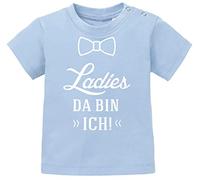MoonWorks® Baby T-Shirt Kurzarm Babyshirt Ladies da bin ich Jungen Mädchen Shirt hellblau 56/62 (1-3 Monate)