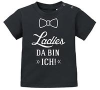 MoonWorks® Baby T-Shirt Kurzarm Babyshirt Ladies da bin ich Jungen Mädchen Shirt schwarz 68/74 (4-9 Monate)