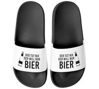 MoonWorks® Badeschlappen Spruch Lustig Der tut nix der will nur Bier Badelatschen Aufdruck Herren Umisex Badeschuhe