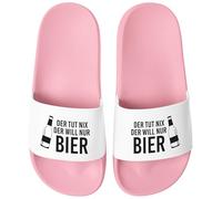 MoonWorks® Badeschlappen Spruch Lustig Der tut nix der will nur Bier Badelatschen Aufdruck Herren Umisex Badeschuhe