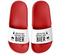 MoonWorks® Badeschlappen Spruch Lustig Der tut nix der will nur Bier Badelatschen Aufdruck Herren Umisex Badeschuhe