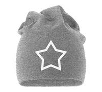 MoonWorks Coole Beanie aus weichem Jersey mit Stern Star Hollow, Bedruckte Mütze für Herren und Damen, Grau Unisize