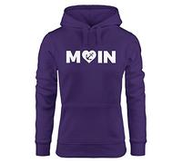 MoonWorks Cooler Kapuzen-Pullover Damen Moin Love Herz mit Anker Nordsee Hoodie Lila M