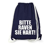 MoonWorks cooler Techno Turnbeutel, Bitte Raven Sie Hart!, Party Feiern Sprüche Techno Gym Bag Sack navy unisize
