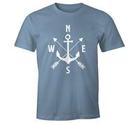 MoonWorks Cooles Herren T-Shirt Anker Kompass Windrose Arrows Stone Blue M
