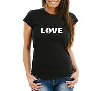 MoonWorks® Damen T-Shirt Aufdruck Love Anker Liebe Statement Botschaft Print maritim Frauen Fun-Shirt Schwarz S