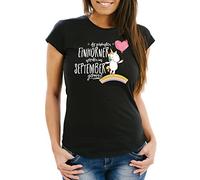 MoonWorks Damen T-Shirt die schönsten Einhörner Werden im September geboren Slim Fit Geschenk Geburtstag schwarz XS