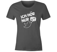 MoonWorks Damen T-Shirt Ich hör nur Mi Mi Mi MiMiMi Spruch Shirt Slim Fit tailliert Dunkelgrau XXL