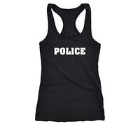 MoonWorks® Damen Tanktop Fasching Police Polizei Polizistin Faschings-Shirt Karneval Racerback Schwarz S