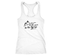 MoonWorks Damen Tanktop Ich gehe einfach in die Berge Wandern Klettern Bergsteigen Spruch Shirt Racerback weiß S