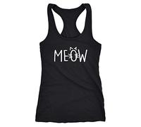 MoonWorks Damen Tanktop Katze Meow MIAU Cat Racerback Schwarz XS