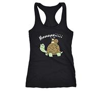 MoonWorks® Damen Tanktop Schildkröte Schnecke Huuuuiiii Lustig Witzig Scherz Comic Racerback schwarz M