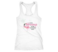 MoonWorks Damen Tanktop sei der Flamingo in Einer Schar Grauer Tauben Flamingo Pusteblume Weiss M