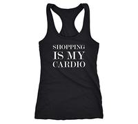 MoonWorks Damen Tanktop Shopping is My Cardio Statement-Shirt Spruch Sprüche Quote Shoppen Racerback schwarz XXL