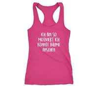 MoonWorks Damen Tanktop Spruch lustig Ich Bin so motiviert ich könnte Bäume ansehen Racerback Alt-rosa XL