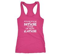 MoonWorks Damen Tanktop Spruch Pitsche Pitsche Patsche Ich hab einen an der Klatsche Racerback Alt-rosa XL