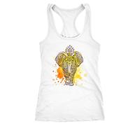 MoonWorks Damen Tanktop Zentangle Elefant Mandala Boho Bohemian Elephant Racerback weiß S